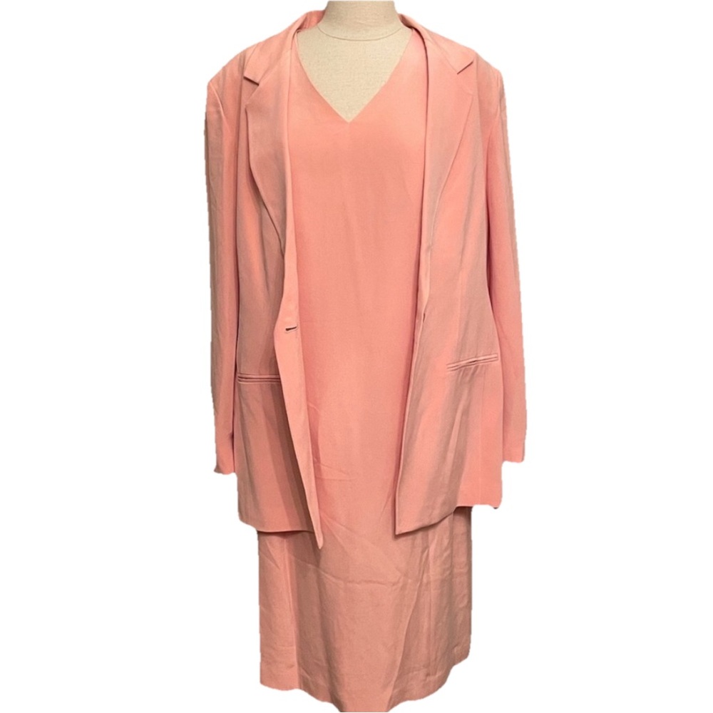 New Jones New York Silk Soft Orange 
 Blazer and Dress 2PC Set Size 16